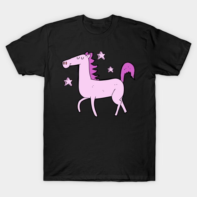 Horse Cartoon Beautiful Purple Pony Girl Fan T-Shirt by Onceer